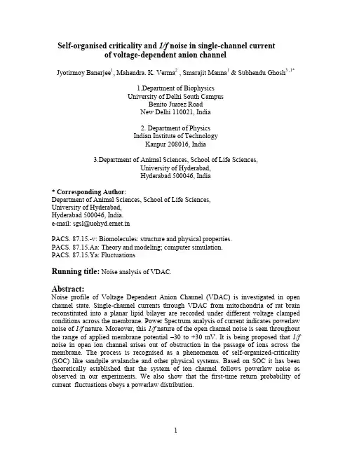 Self-organised criticality and 1f noise in single-channel current of voltage-dependent anio