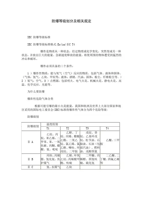 防爆电机等级划分