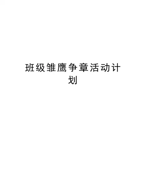 班级雏鹰争章活动计划教学文案