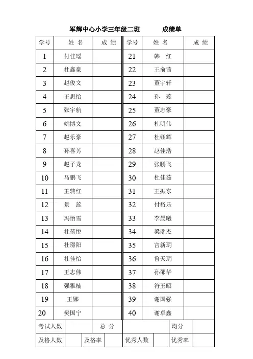 三年级成绩单