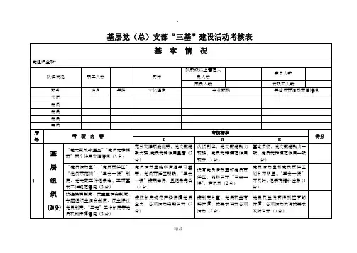 基层“三基”创建考核表