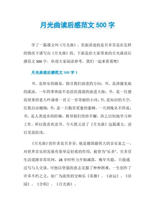 月光曲读后感范文500字