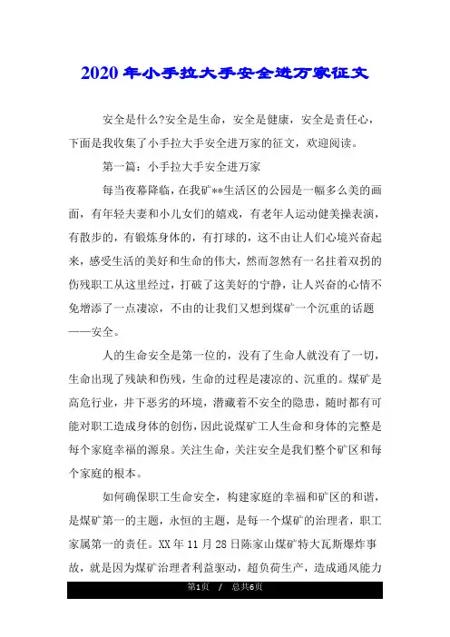 2020年小手拉大手安全进万家征文.doc