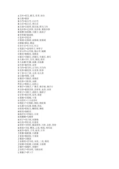 执业中药师-重点中药正名与相关别名