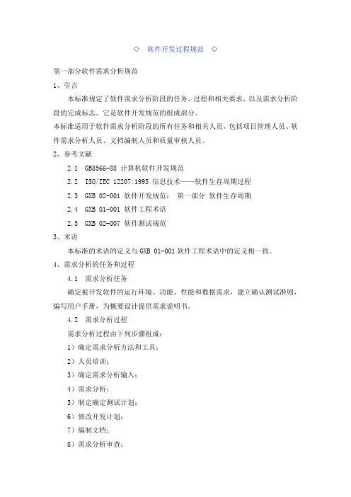 ◇ 软件开发过程规范 ◇