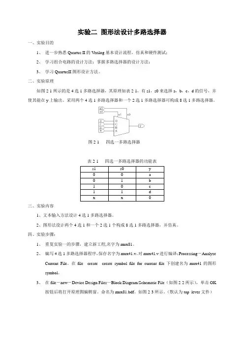 实验2 图形法设计多路选择器
