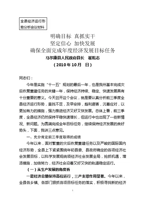 经济工作会议发言材料