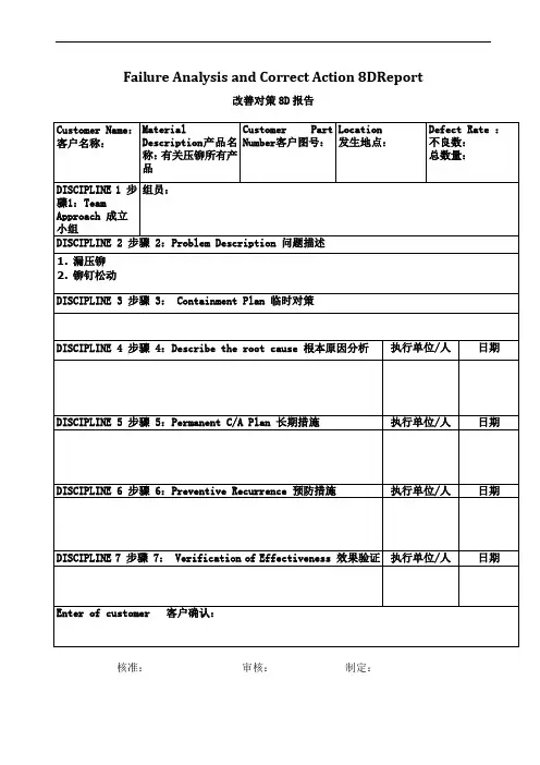 改善对策8d报告表(中英文)