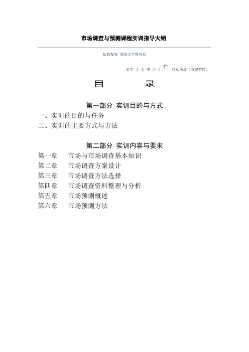 市场调研课程实训指导大纲