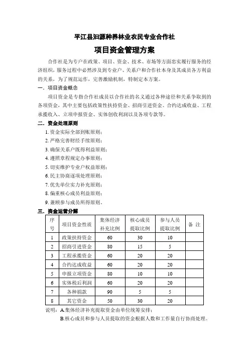 项目资金管理方案