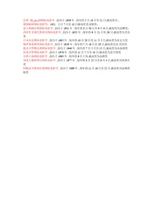 A级国际  电影节