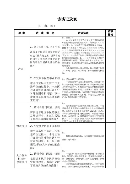 访谈记录表