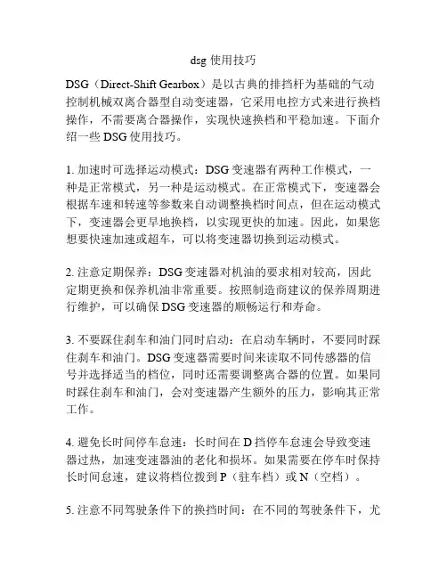 dsg 使用技巧