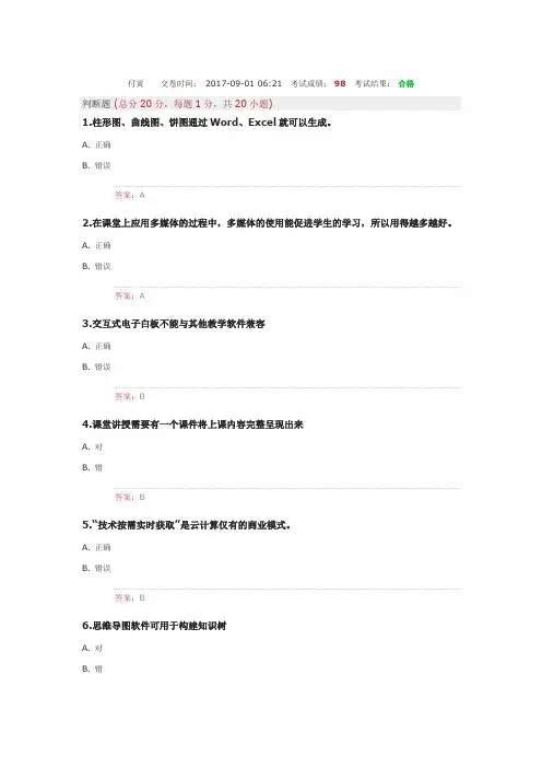 2017信息技术能力提升在线测试题2.docx