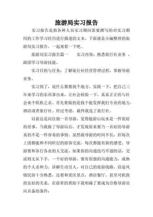 旅游局实习报告