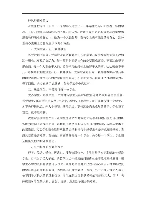年度师德师风总结