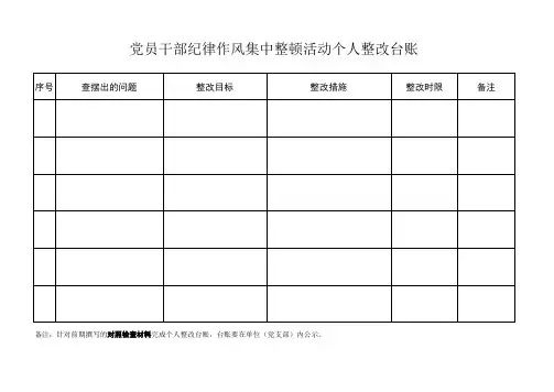 纪律作风集中整顿第三阶段活动相关台账