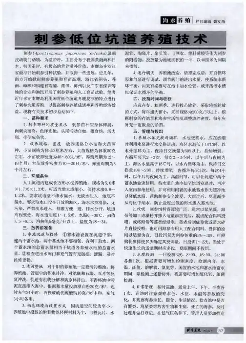 刺参低位坑道养殖技术
