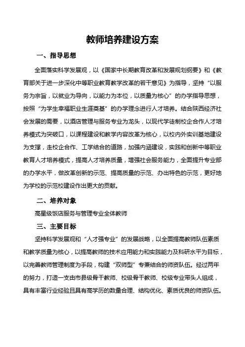 教师队伍建设及培训方案