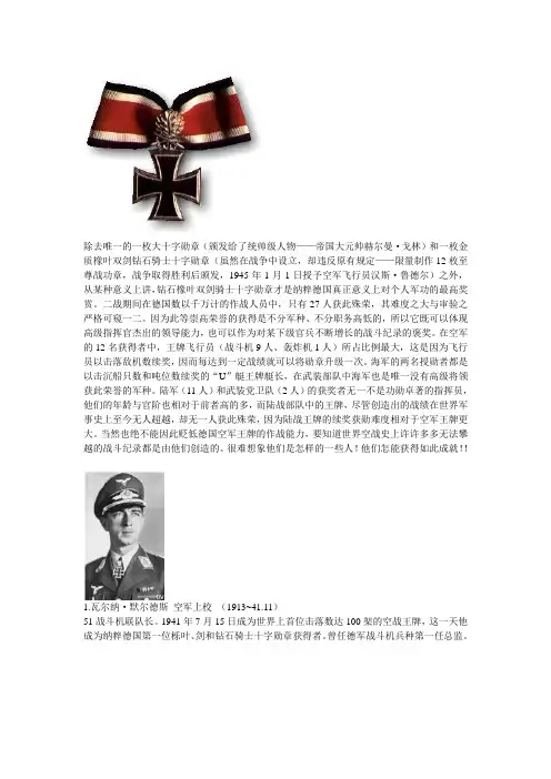 钻石橡叶双剑骑士十字勋章