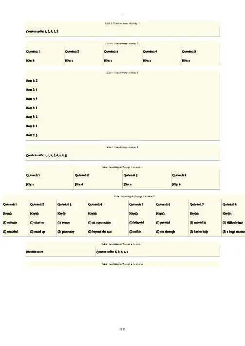 新标准大学英语(第二版)视听说教程3答案