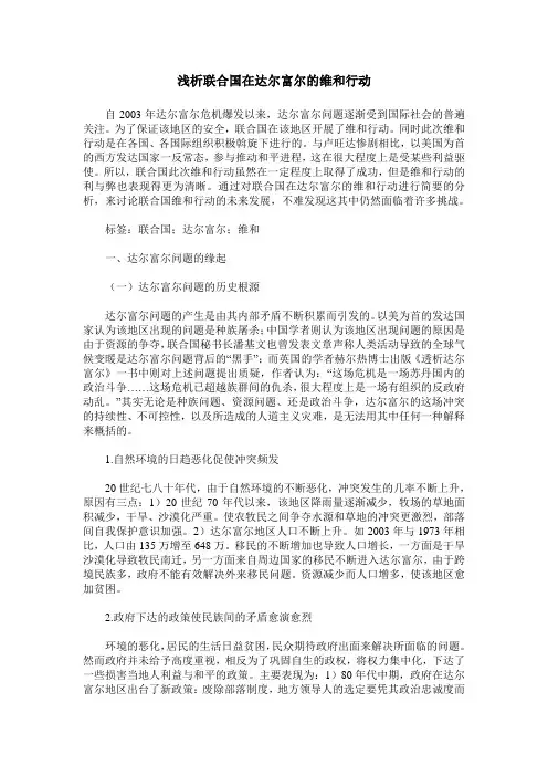 浅析联合国在达尔富尔的维和行动