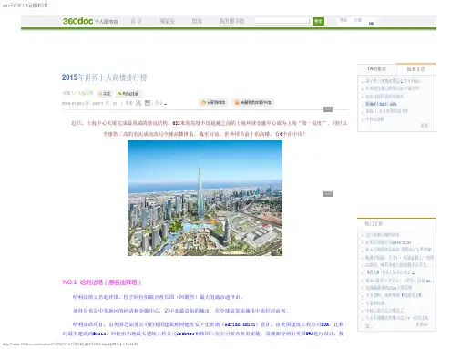 2015年世界十大高楼排行榜