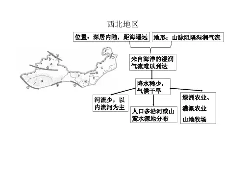 初中地理西北地区思维导图