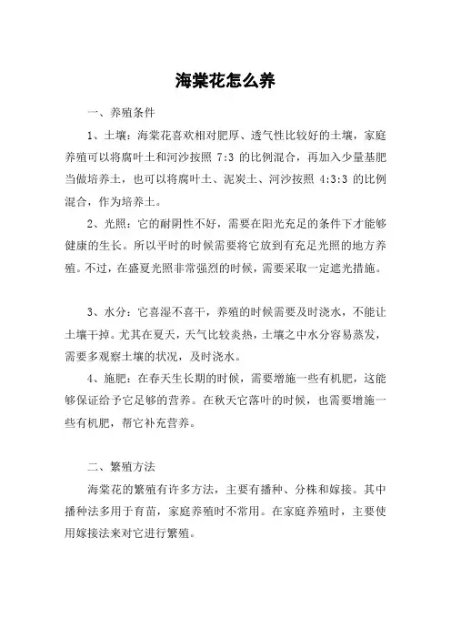 海棠花怎么养