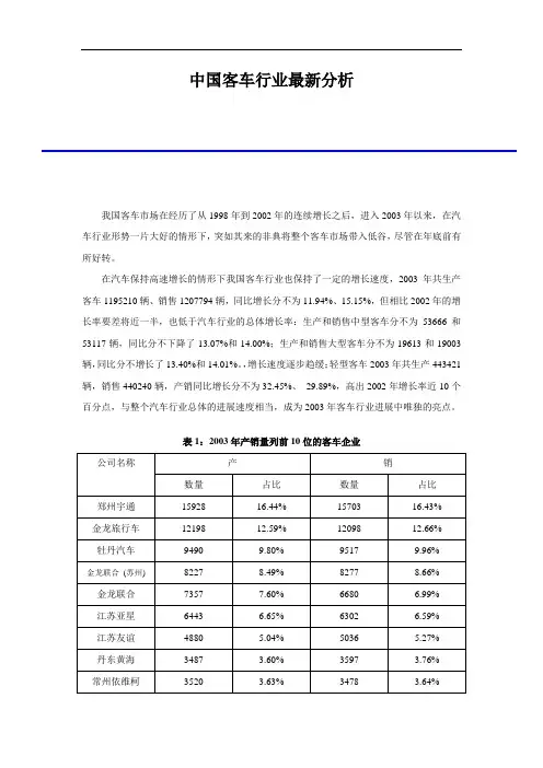 中国客车行业最新分析