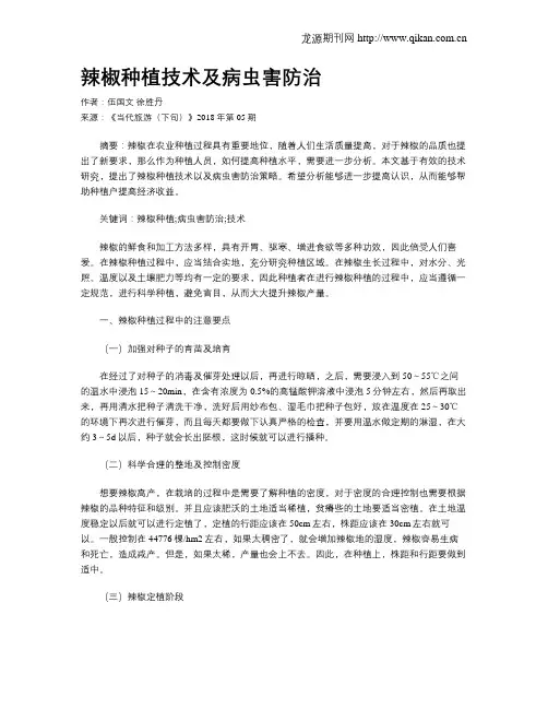 辣椒种植技术及病虫害防治