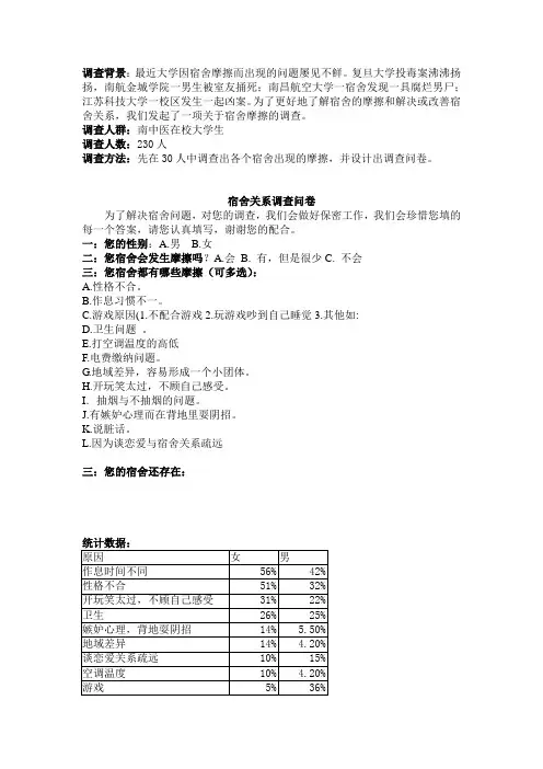 调查问卷及统计数据