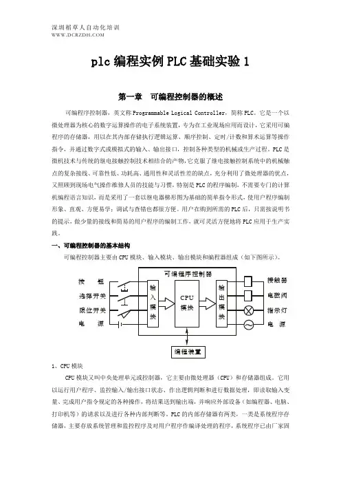 三菱PLC编程实例plc编程实例PLC基础实验1