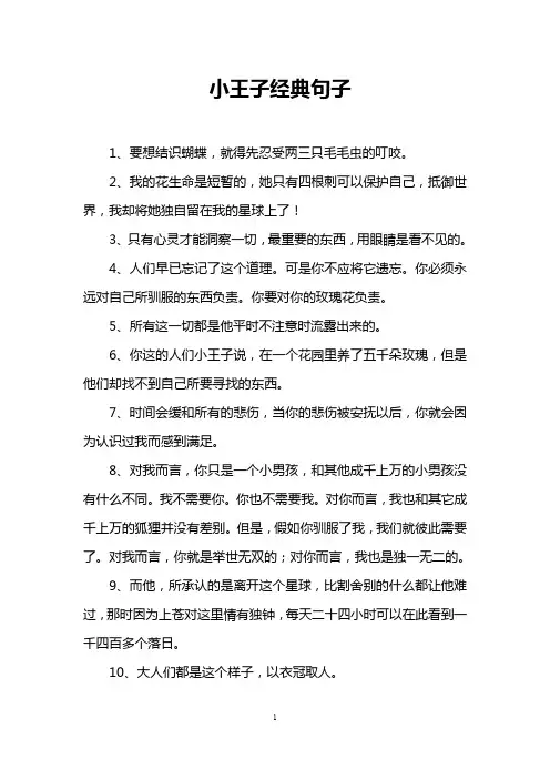 小王子经典句子