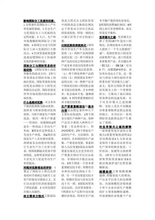 国贸重点完整版(按章节顺序)