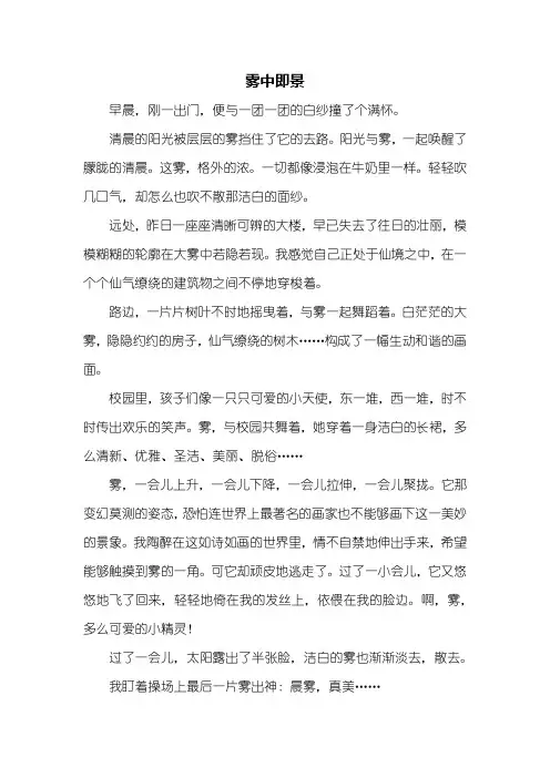写景作文：雾中即景作文500字