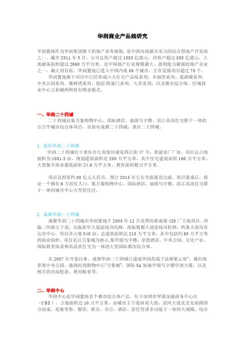 华润商业产品线研究