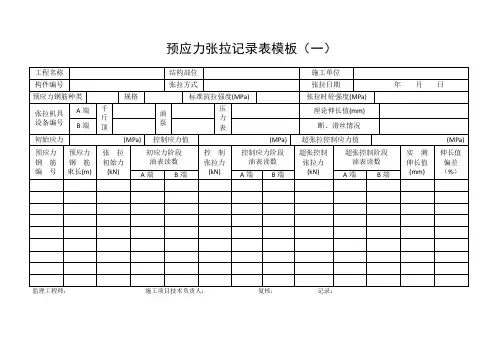 预应力张拉记录表模板(一)