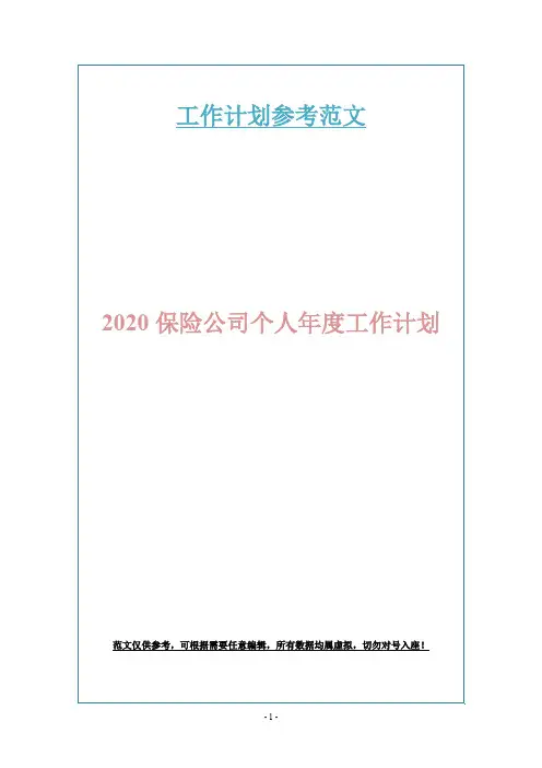 2020保险公司个人年度工作计划