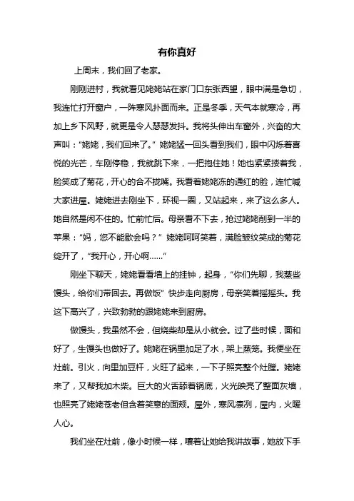 初一作文：有你真好作文700字