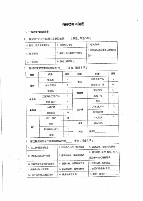 消费问卷调查