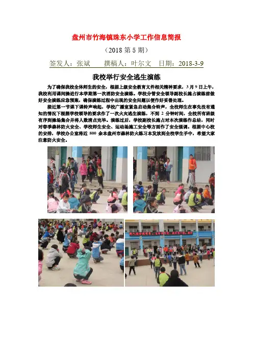 盘州市竹海镇珠东小学工作信息简报(第5期)