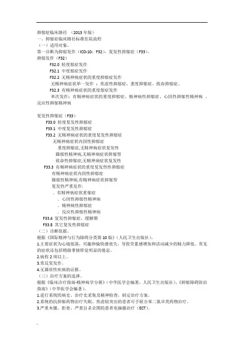 抑郁症临床路径课件.doc