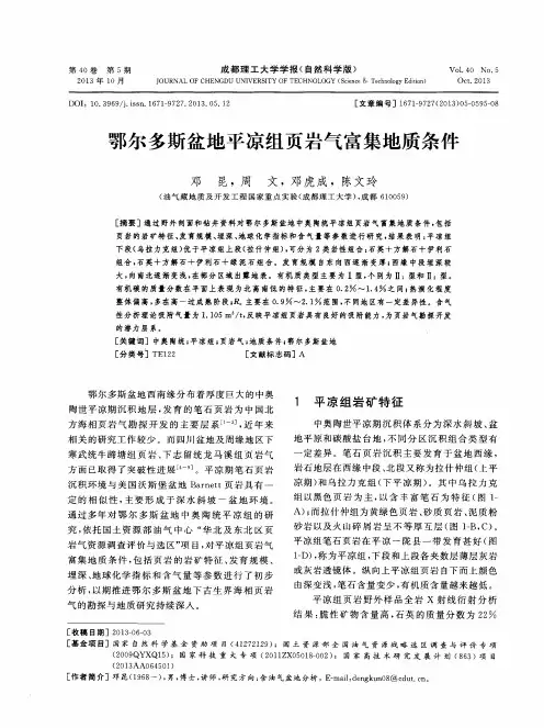 鄂尔多斯盆地平凉组页岩气富集地质条件