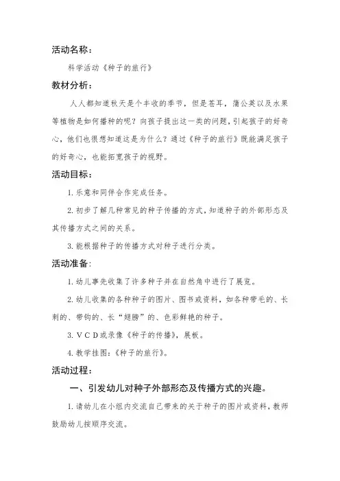 大班科学种子的旅行