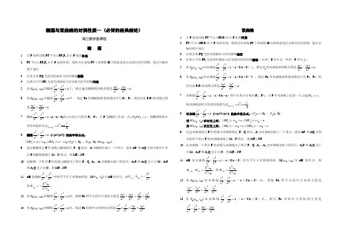 最新高考数学椭圆与双曲线的经典性质50条