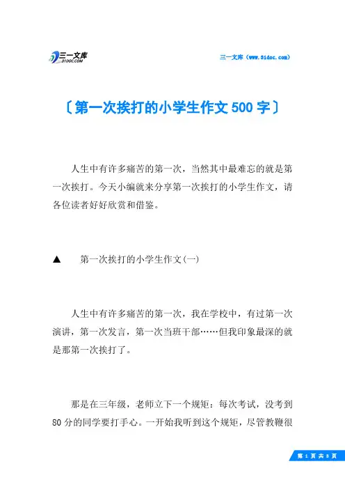 第一次挨打的小学生作文500字