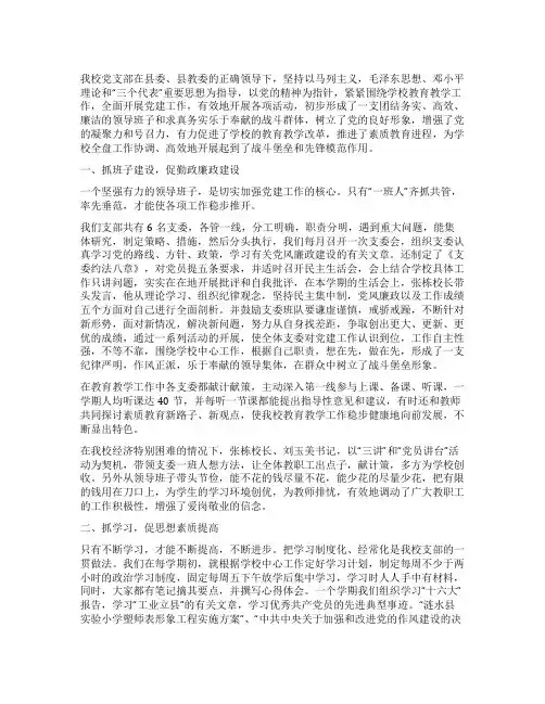 小学党支部工作总结
