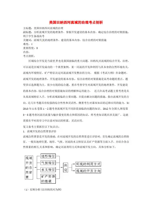 2016年高考地理复习专题09区域可持续发展美国田纳西河流域的治理考点剖析
