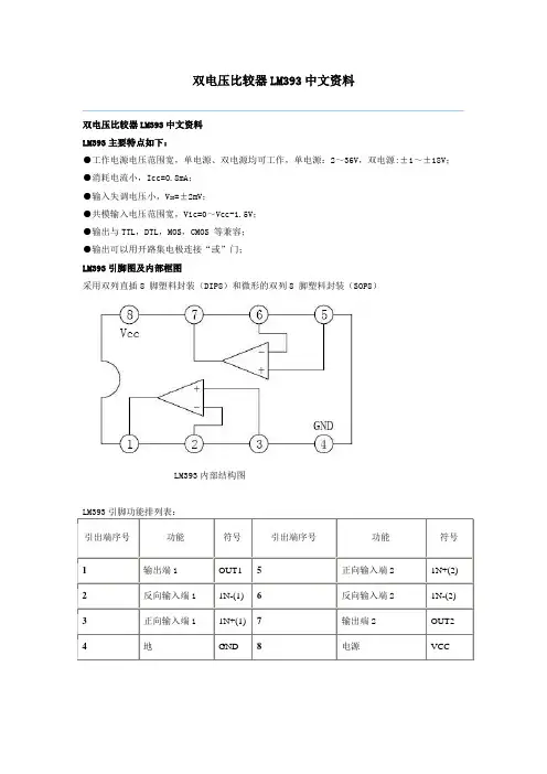 双电压比较器LM393中文资料
